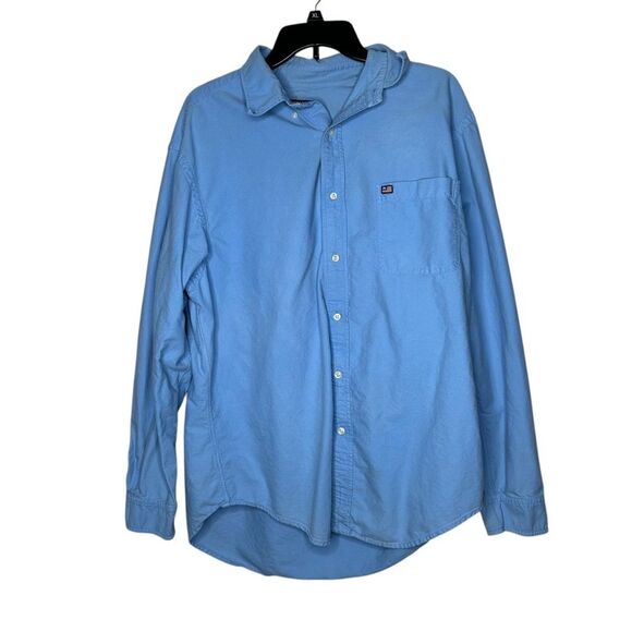Vintage 90s Ralph Lauren Blue Button Down cotton Shirt large - Picture 1 of 6